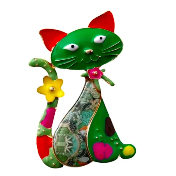 New Colorful Enamel Cat Brooch - Picture 1 of 1